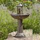 Solar Power Outdoor Dancing Couple Water Fountain Feature Garden Bird Bath