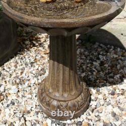 Solar Power Outdoor Duck Family Round Water Fountain Feature Garden Bird Bath