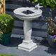 Solar Power Outdoor Feathered Friends Water Fountain Feature Garden Bird Bath