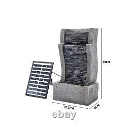 Solar Power Outdoor Fountains Garden Waterfall Rockery Water Features LED Resin