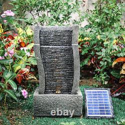 Solar Power Outdoor Fountains Garden Waterfall Rockery Water Features LED Resin
