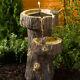 Solar Power Outdoor Garden Tree Trunk Birdbath Water Fountain Feature Cascade