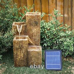 Solar Power Outdoor Garden Water Feature 4 Tier Cascade LED Fountain Statue Pump