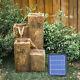Solar Power Outdoor Garden Water Feature 4 Tier Cascade Led Fountain Statue Pump