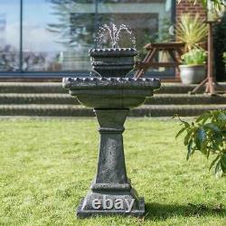 Solar Power Outdoor Neapolitan Cascade Water Fountain Feature Garden Bird Bath