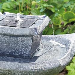 Solar Power Outdoor Pagoda Water Fountain Bird Bath Feature Garden Decor