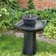 Solar Power Outdoor Stone Effect Pagoda Water Fountain Feature Garden Bird Bath