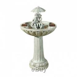 Solar Power Outdoor Umbrella Water Fountain Bird Bath Feature Garden Decoration