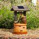 Solar Power Outdoor Wishing Well Water Fountain Bird Bath Feature Garden Decor