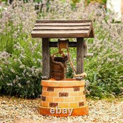 Solar Power Outdoor Wishing Well Water Fountain Feature Garden Decoration