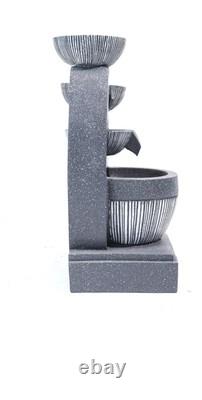 Solar Power Rockery Fountain Water Feature Outdoor Garden Home LED Light Statue