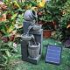 Solar Power Tiered Water Feature Fountain Led Light Garden Cascading Statue Deco