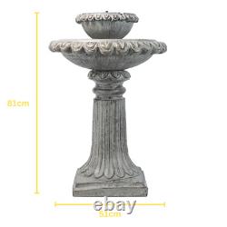 Solar Power Victoriana LED Lit Outdoor Light Grey Cascade Water Fountain Feature