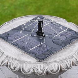 Solar Power Victoriana LED Lit Outdoor Light Grey Cascade Water Fountain Feature