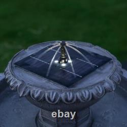 Solar Power Victoriana LED Lit Outdoor Light Grey Cascade Water Fountain Feature