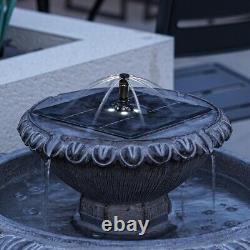 Solar Power Victoriana LED Lit Outdoor Light Grey Cascade Water Fountain Feature