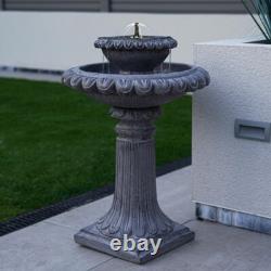 Solar Power Victoriana LED Lit Outdoor Light Grey Cascade Water Fountain Feature