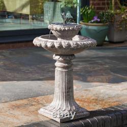 Solar Power Victoriana LED Lit Outdoor Light Grey Cascade Water Fountain Feature