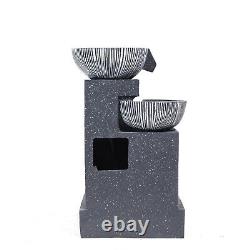 Solar Power Water Feature Fountain Garden Cascading Fountain LED Indoor Outdoor