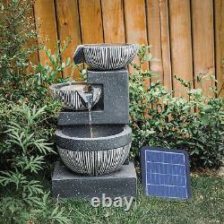 Solar Power Water Feature Fountain Garden Cascading Fountain LED Indoor Outdoor