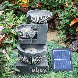 Solar Power Water Feature Fountain Garden Cascading Fountain LED Indoor Outdoor