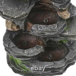 Solar Power Water Feature Outdoor Garden Slate Stone Cascade Fountain withLight