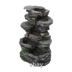 Solar Power Water Feature Outdoor Garden Slate Stone Cascade Fountain withLight