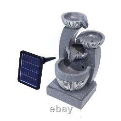 Solar Powered 4 Tier Cascading LED Bowls Garden Water Feature Outdoor Fountain