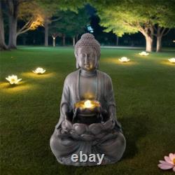 Solar Powered Buddha LED Garden Water Feature Outdoor Water Fountain