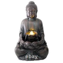 Solar Powered Buddha LED Garden Water Feature Outdoor Water Fountain