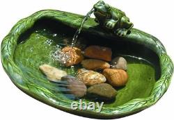 Solar Powered Ceramic Frog Water Feature Eco-Friendly Garden Fountain with