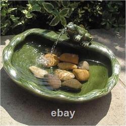 Solar Powered Ceramic Frog Water Feature Eco-Friendly Garden Fountain with
