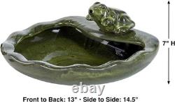 Solar Powered Ceramic Frog Water Feature Eco-Friendly Garden Fountain with