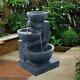 Solar Powered Charcoal Patio Garden Water Feature Fountain With Led Lights
