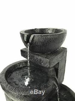 Solar Powered Charcoal Patio Garden Water Feature Fountain with LED Lights