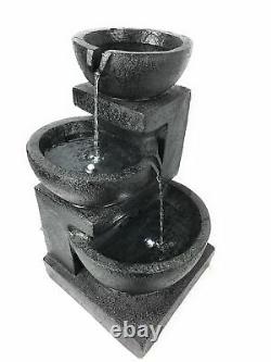 Solar Powered Charcoal Patio Garden Water Feature Fountain with LED Lights