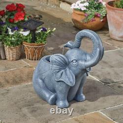 Solar Powered Elephant Design Fountain Outdoor Garden Cascading Water Feature