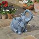 Solar Powered Elephant Design Fountain Outdoor Garden Cascading Water Feature