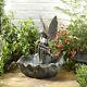 Solar Powered Fairy Leaf Fountain Bronze Effect Outdoor Garden Water Feature