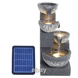 Solar Powered Fountain Outdoor Water Feature Garden Ornament LED Statue Lights