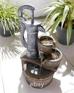 Solar Powered Fountain Pump Antique Rustic Garden Water Feature Outdoor