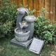 Solar Powered Garden 4 Tier Cascading Bowl Water Feature Led Outdoor Fountain Uk