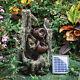 Solar Powered Garden Fake Tree Stump Cascading Bowls Water Feature Led Fountains