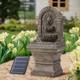 Solar Powered Garden Lion Stone Fountain Led Water Feature Garden Outdoor Statue