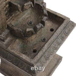 Solar Powered Garden Lion Stone Fountain LED Water Feature Garden Outdoor Statue