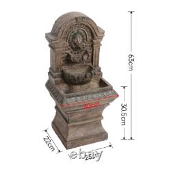 Solar Powered Garden Lion Stone Fountain LED Water Feature Garden Outdoor Statue