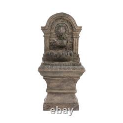 Solar Powered Garden Lion Stone Fountain LED Water Feature Garden Outdoor Statue