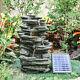 Solar Powered Garden Water Feature Cascade Rockery Fountain Led Waterfall Statue