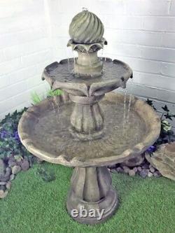 Solar Powered Garden Water Feature Classical Tier Birdbath Traditional Fountain