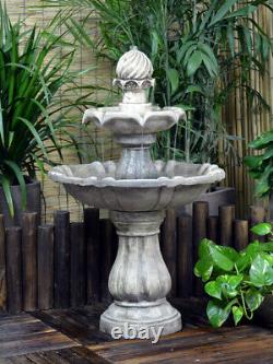 Solar Powered Garden Water Feature Classical Tier Birdbath Traditional Fountain